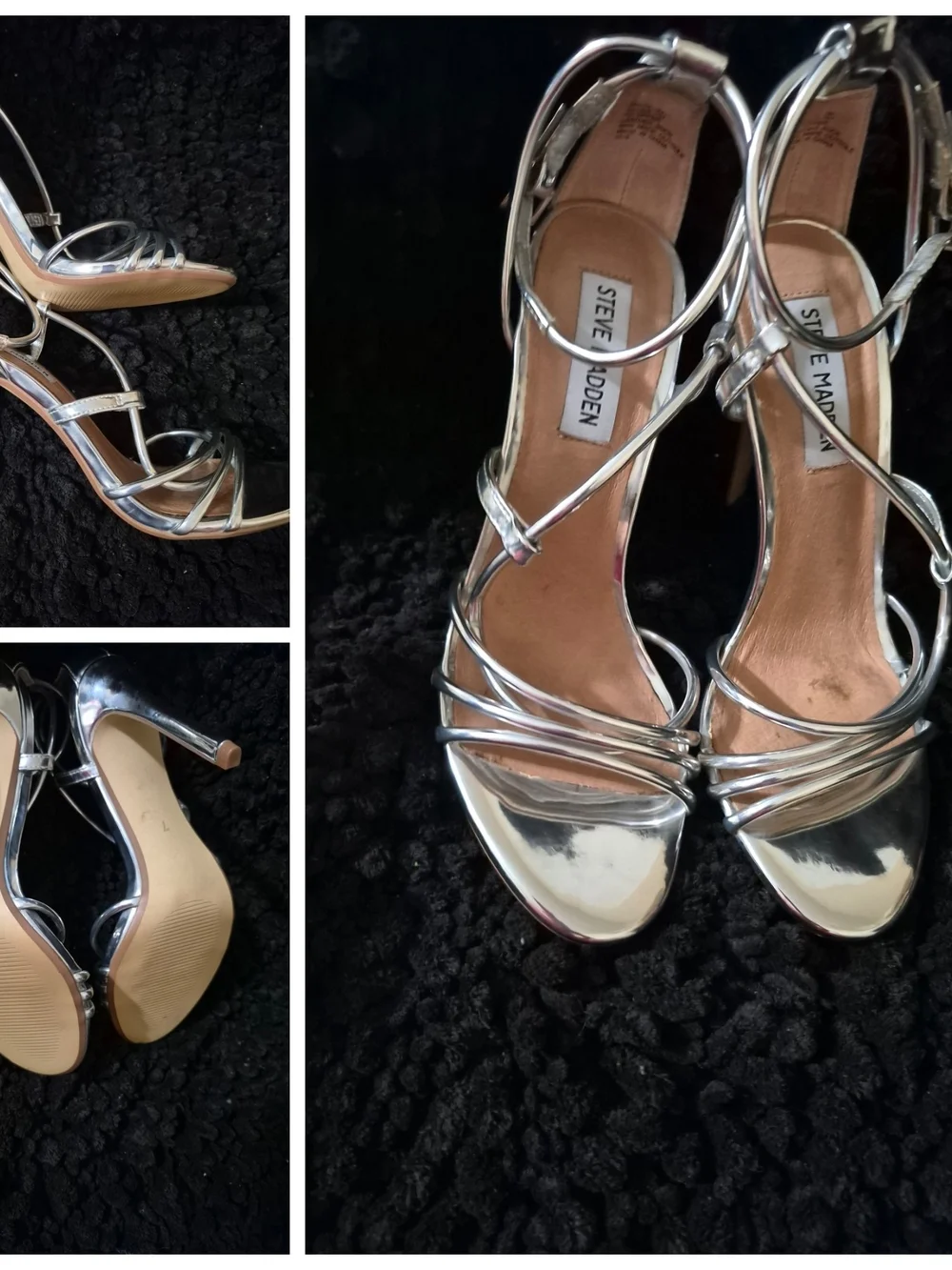 Steve Madden Silver Strappy Stiletto Sandals - Picture 2 of 7